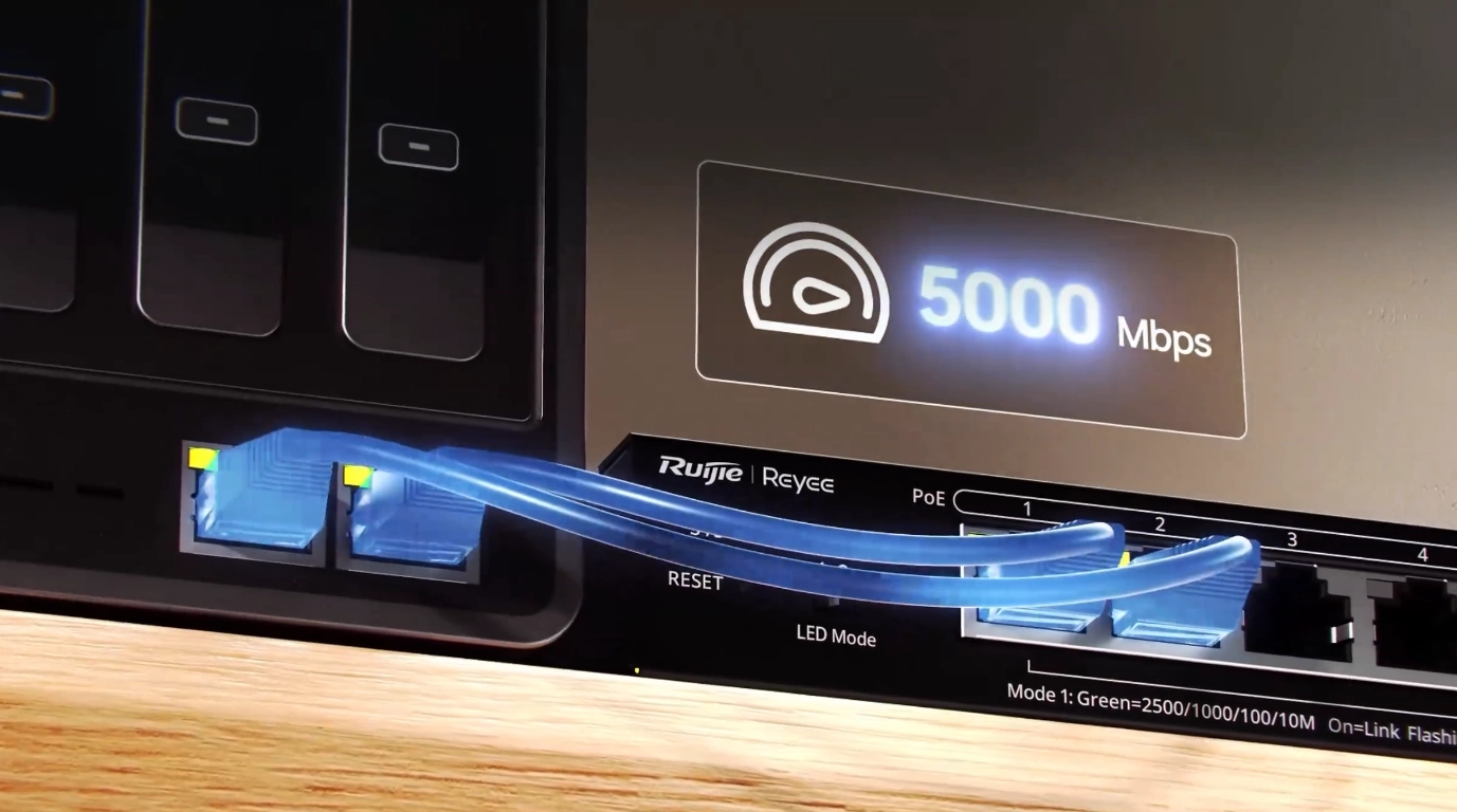 vista del switch RG-ES206MG-P LIBERANDO LA POTENCIA WIFI7