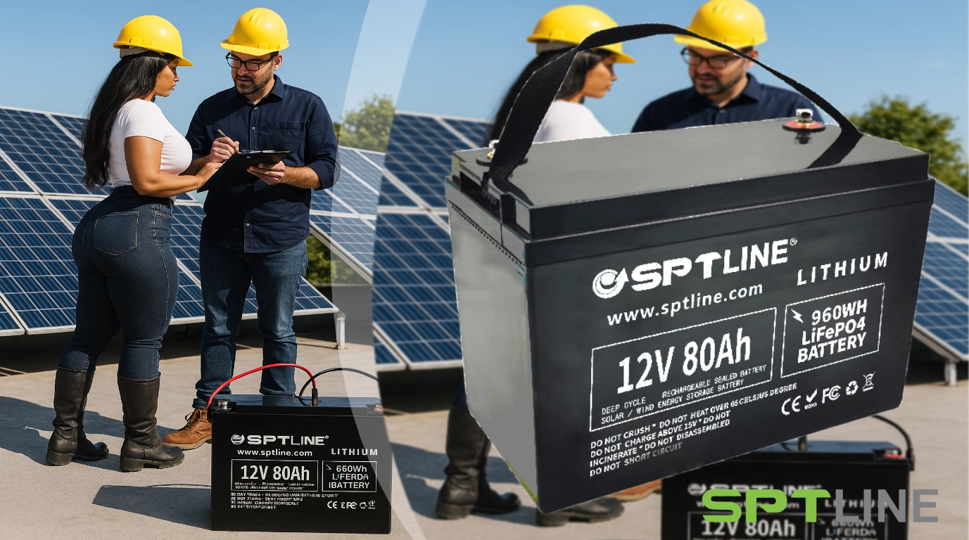 Bateria de litio sptline LIFEPO4-12V80AH bateria de litio de gran uso LIFEPO4-12V80AH sptline