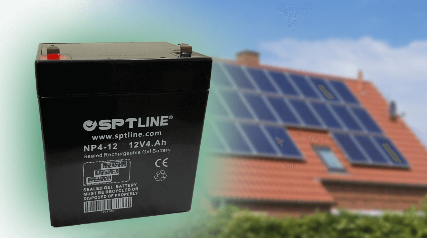 vista de la bateria 12v4amp sptline de frente