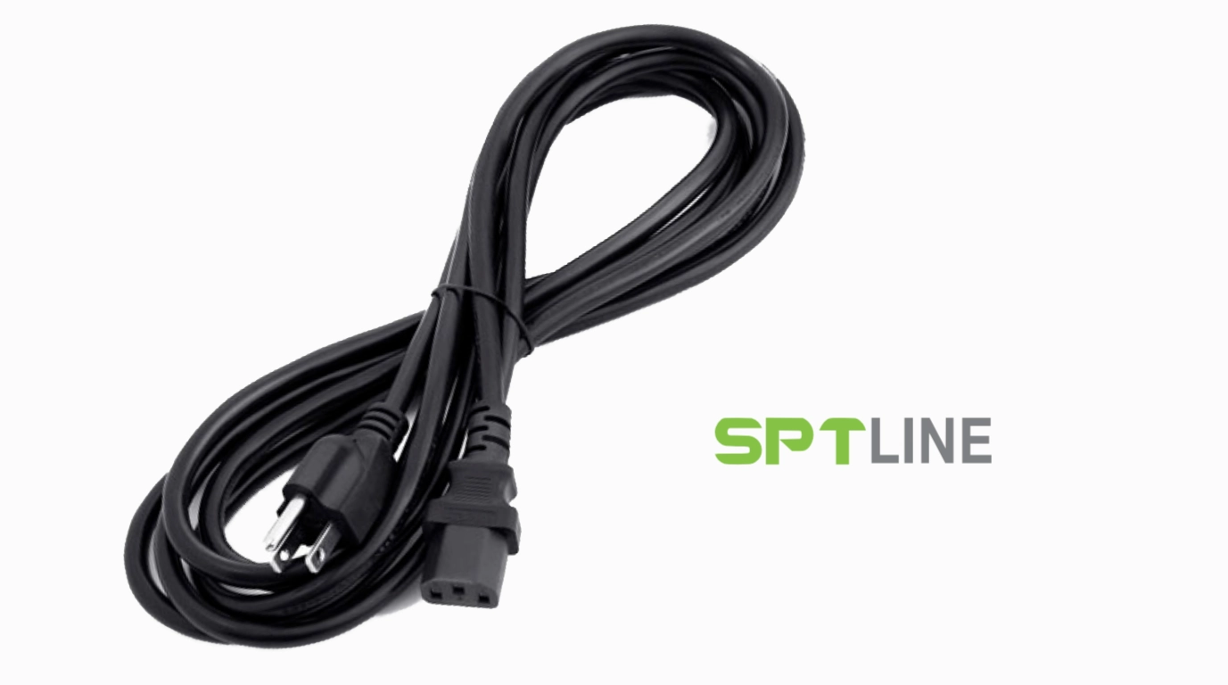 vista frontal del cable de corriente de 3 entradas sptline