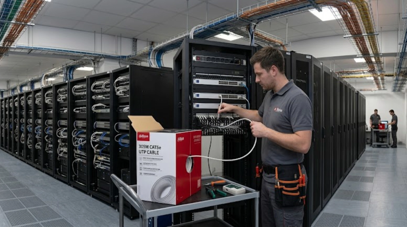 instalacion cable utp cat5e dahua blanco para cctv y redes