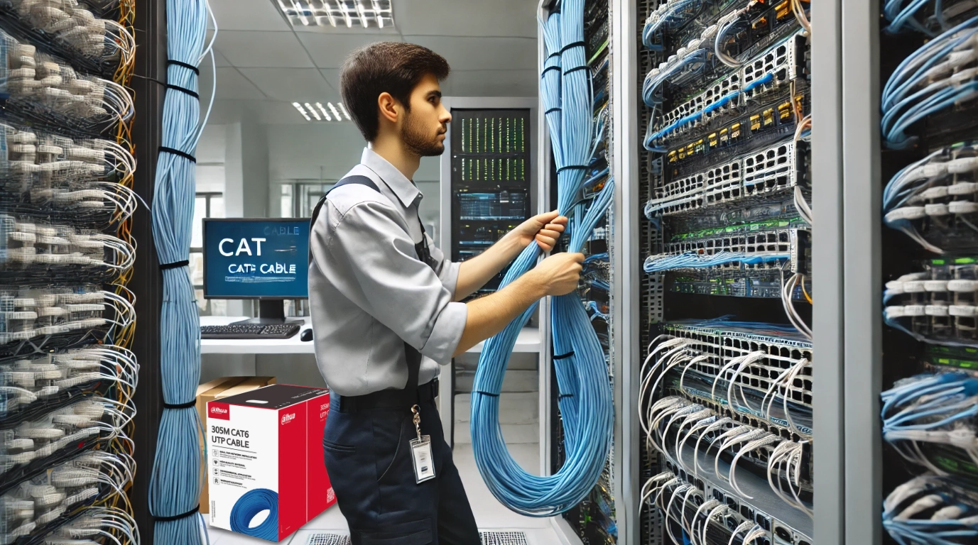 vista  de los cables Dahua utp cat5 y cat6