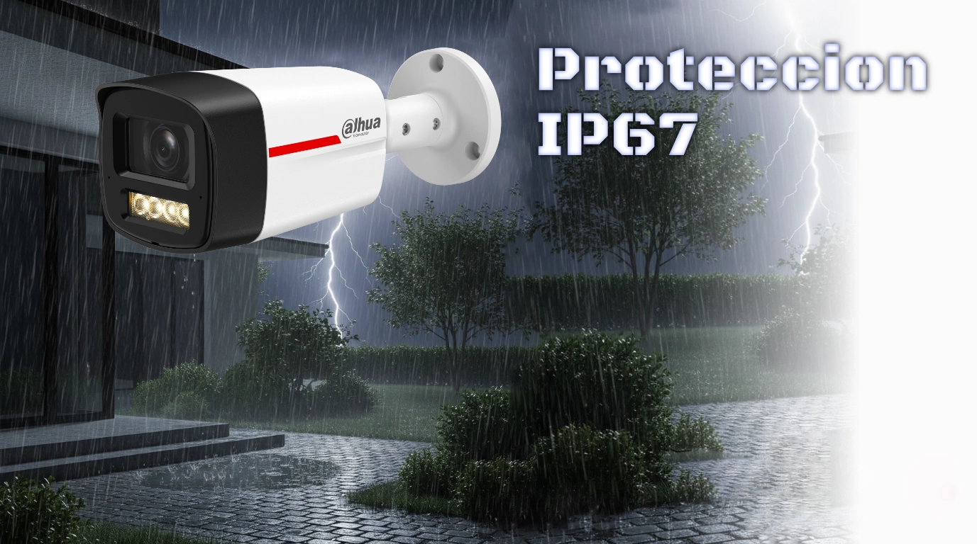 vista de la camara HFW1239TC1P-A-LED-PRO con proteccion ip67