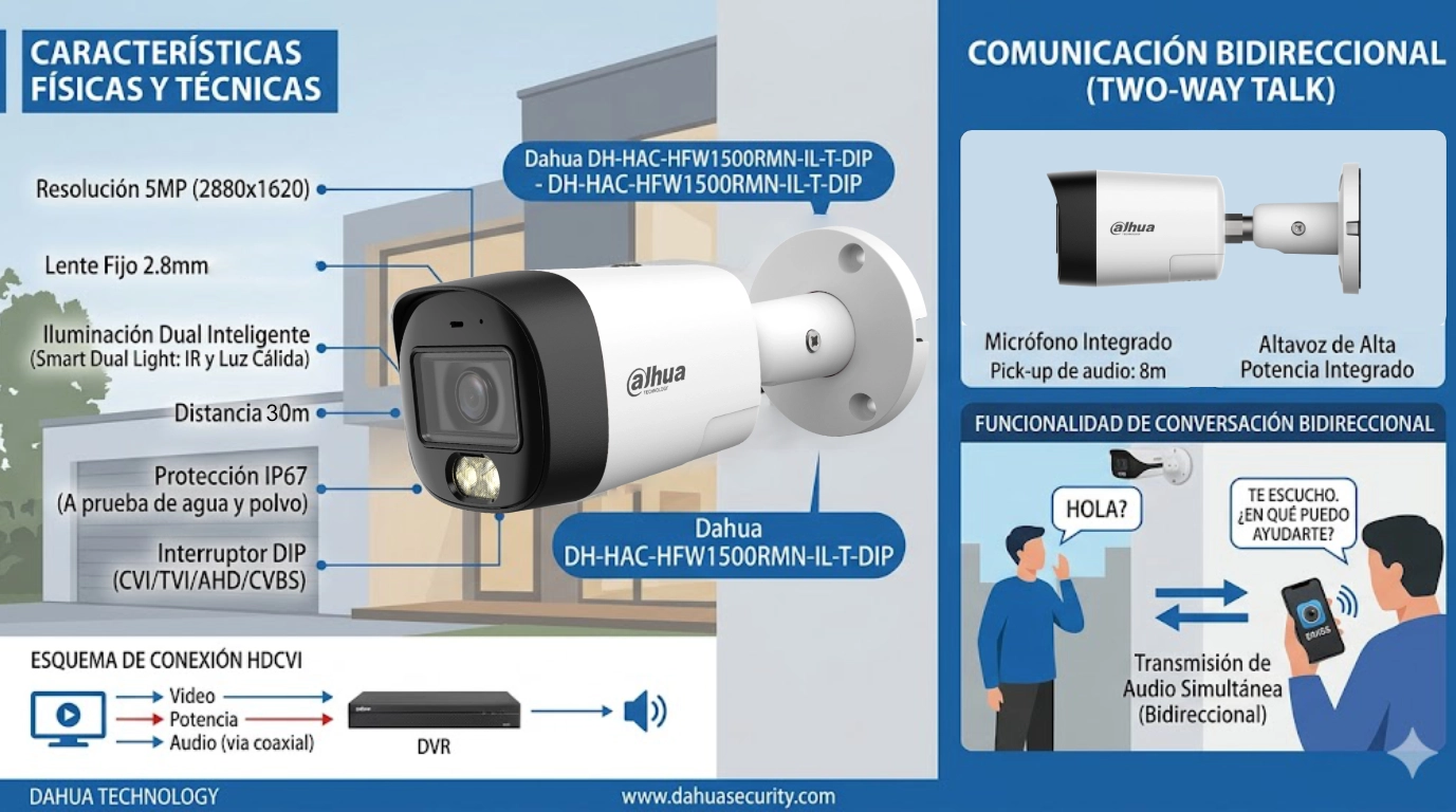 vista de DH-HAC-HFW1500RMN-IL-T-DIP con caracteristicas