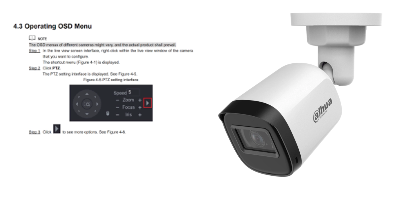 camara dahua 5mpx bullet con menu OSD de varios idiomas