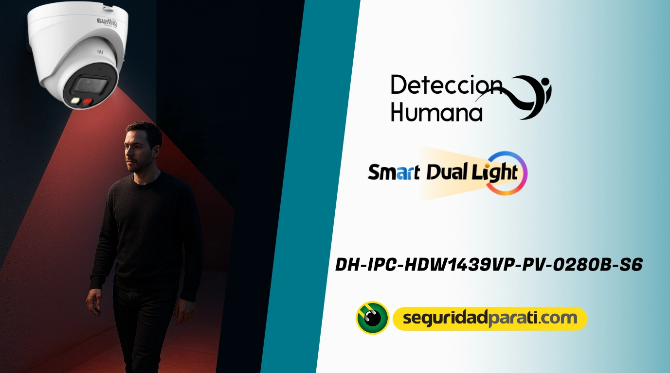Camara dahua con deteccion de personas y smart dual lights Domo IP 4mpx con smart dual lights