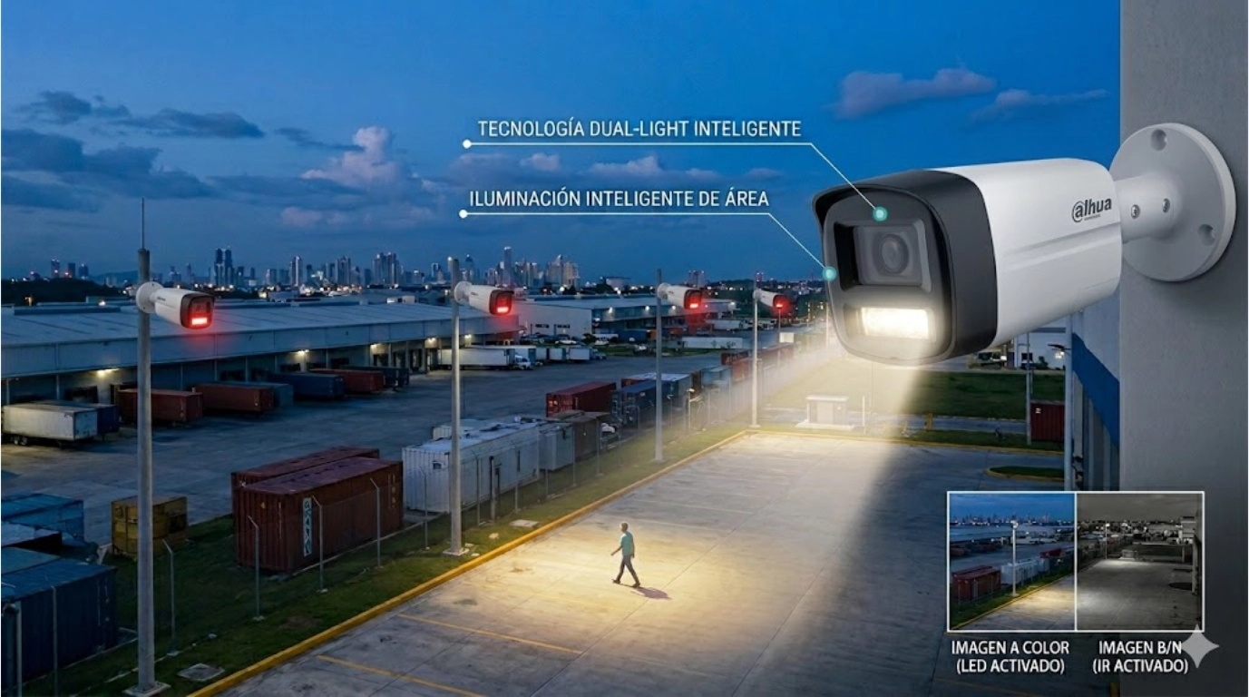 vista de DH-HAC-HFW1500TLMN-IL-T-DIP con iluminacion smart