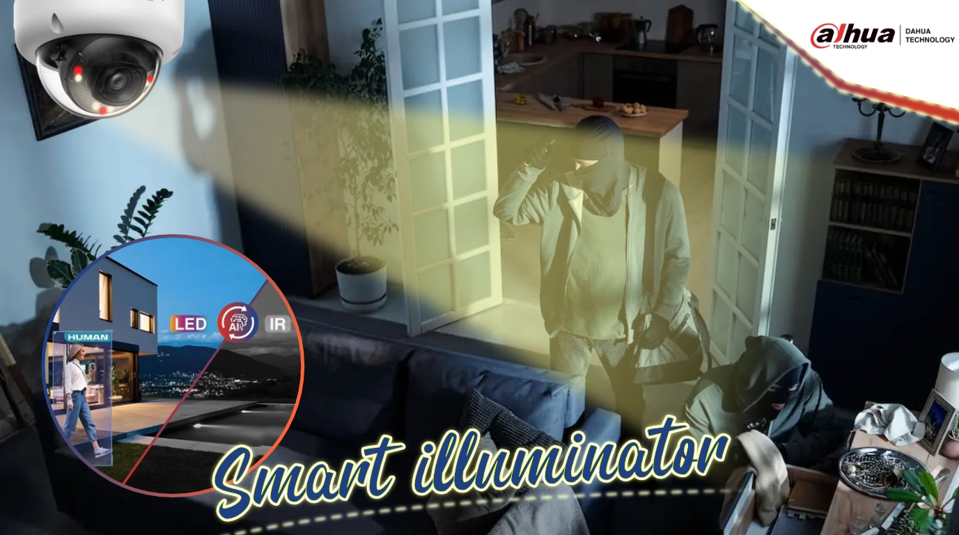 Vista de camara iluminando ladrones con su smart dual lights