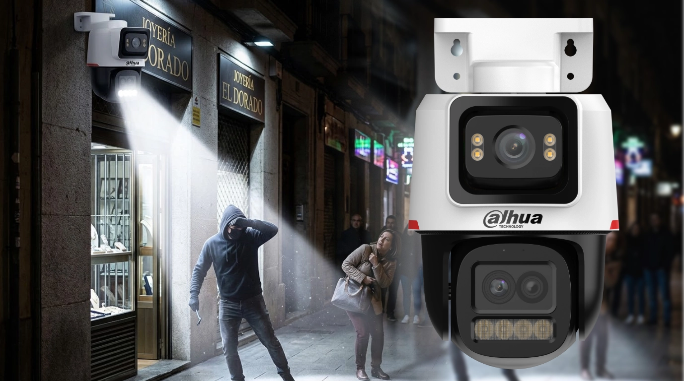 vista de camara DH-IPC-PTS2449C-4E3Z-S-PV iluminando noche