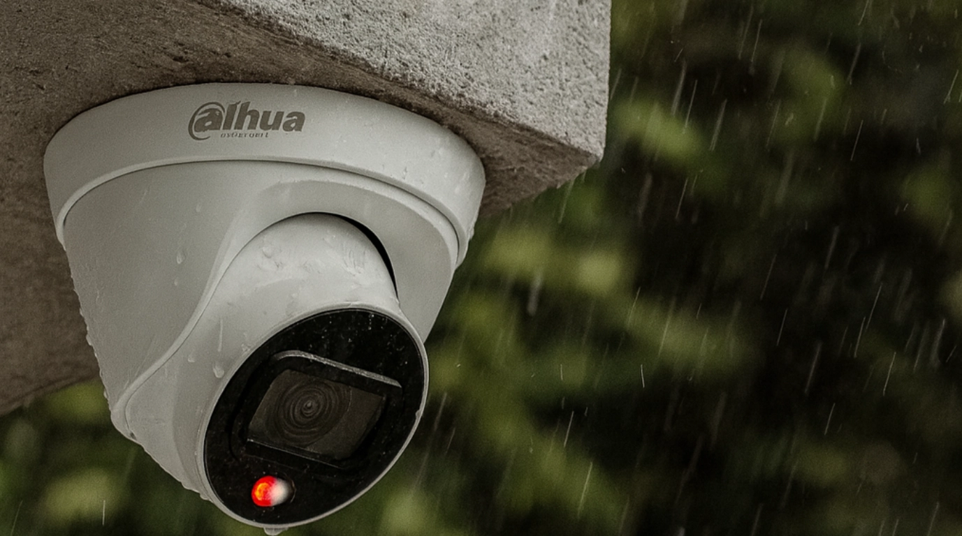 Camara domo IP 2MPX en la lluvia con proteccion IP67