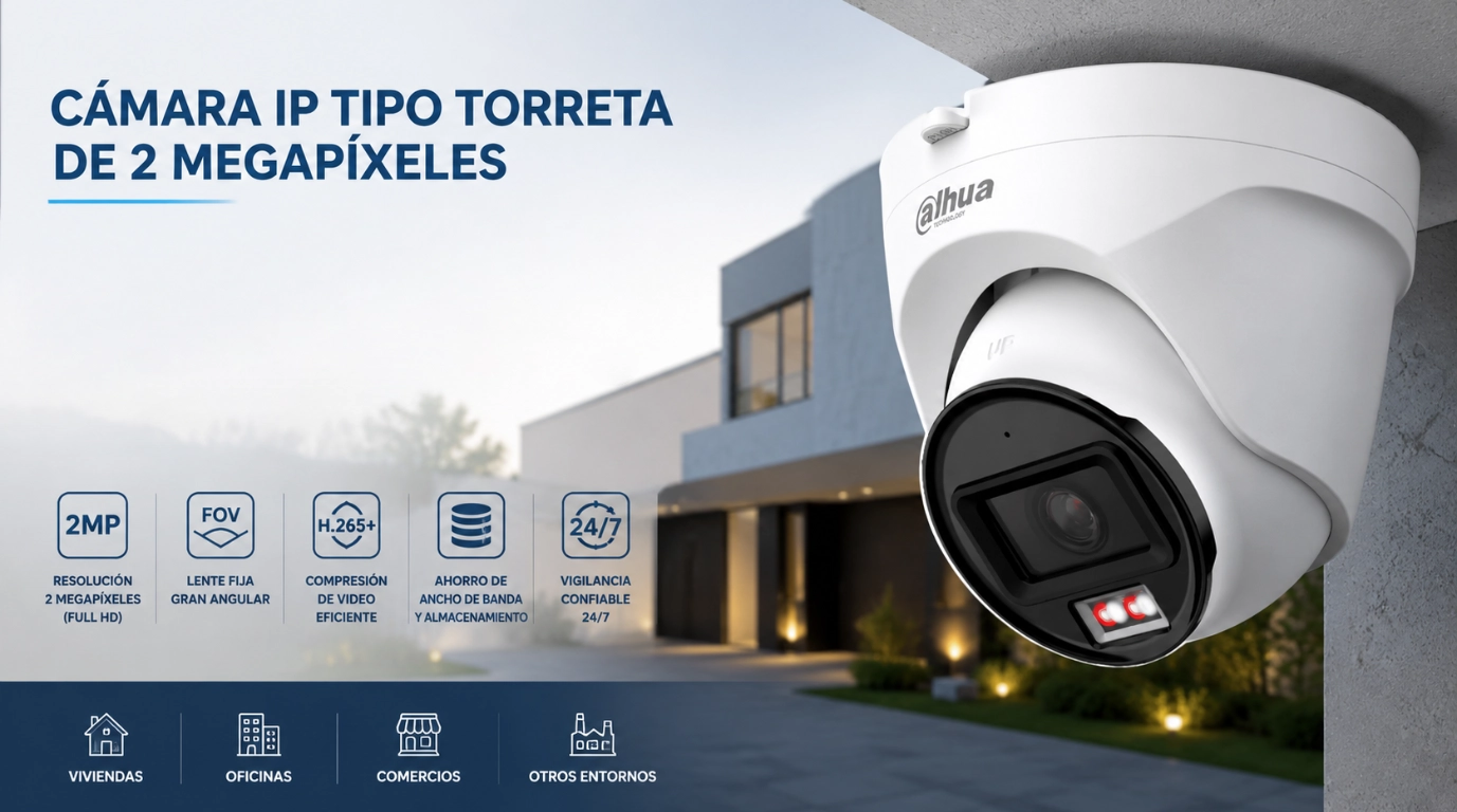 vista de camara dahua DH-IPC-T1E29P-A-IL con su tecnologias