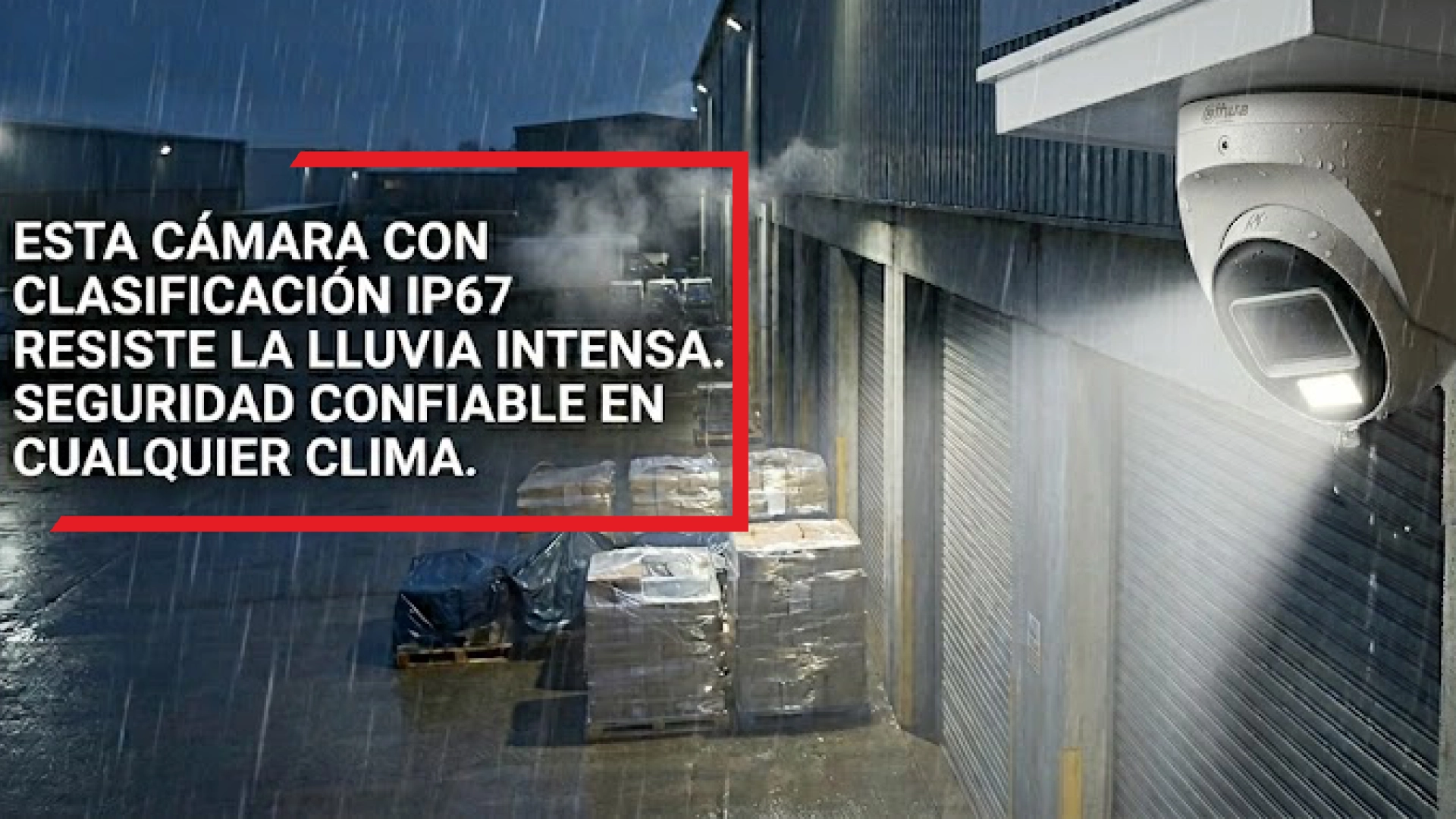 vista de camara DH-HAC-T2A21N-U-IL-A con lluvia IP67|