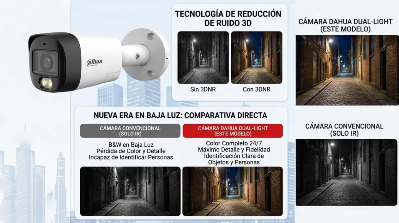 Vista de DH-HAC-HFW1500RMN-IL-T-DIP con 3DNR Dahua