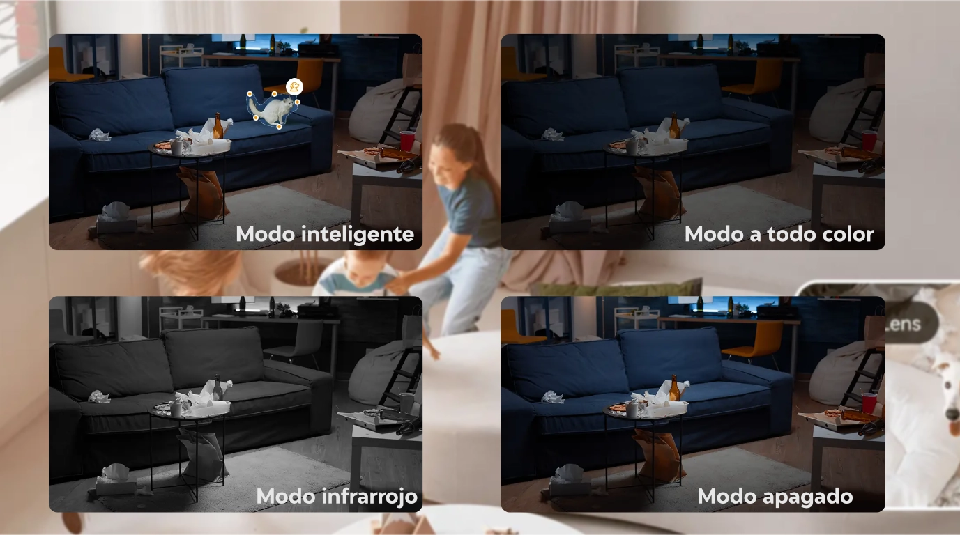 imou IPC-S2XEN-6M0S con varios modos de iluminacion
