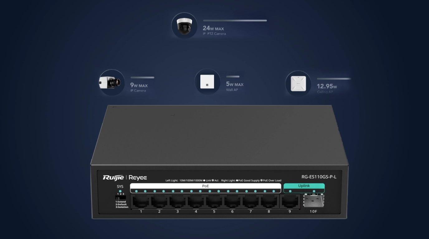 CONMUTADOR ADMINISTRADO EN LA NUBE RG-ES110GS-P-L POE Switch poe RG-ES110GS-P-L