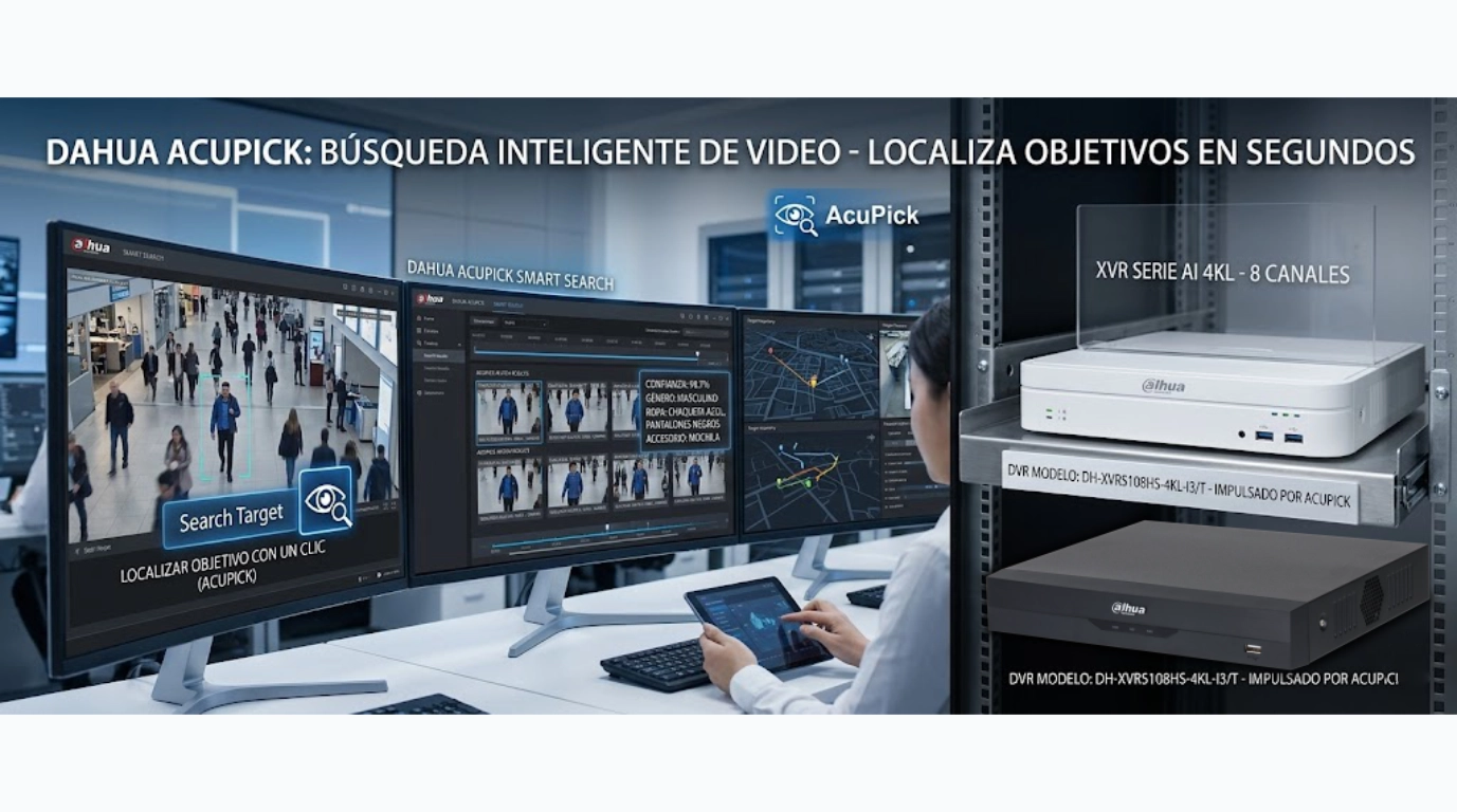 Vista del nvr DH-XVR5108HS-4KL-I3/T con tecnologia ACUPICK