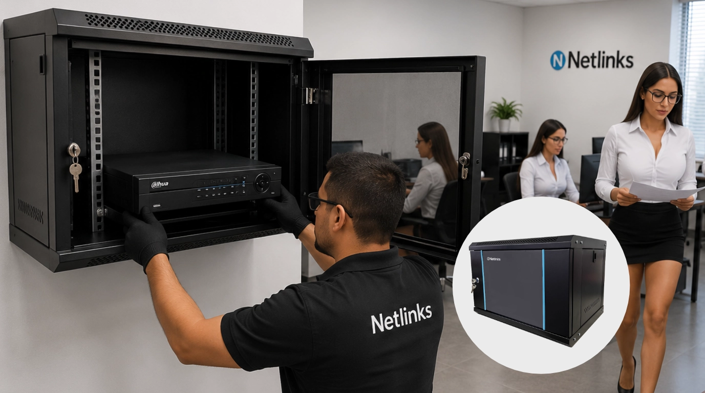 vista del gabinete 6U NTL-GAB6U-542X400 INSTALADO