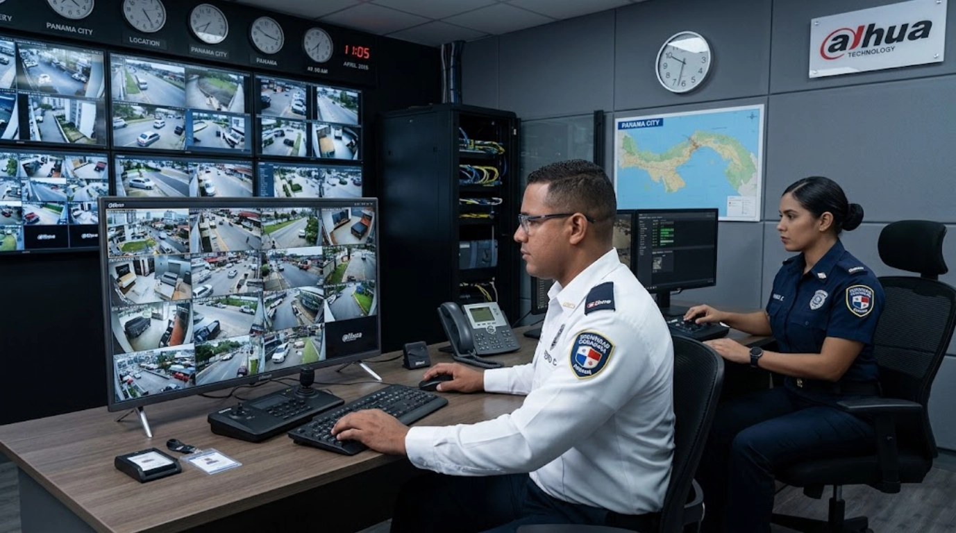 vista del monitor DHI-LM50-F400N en oficina de vigilancia