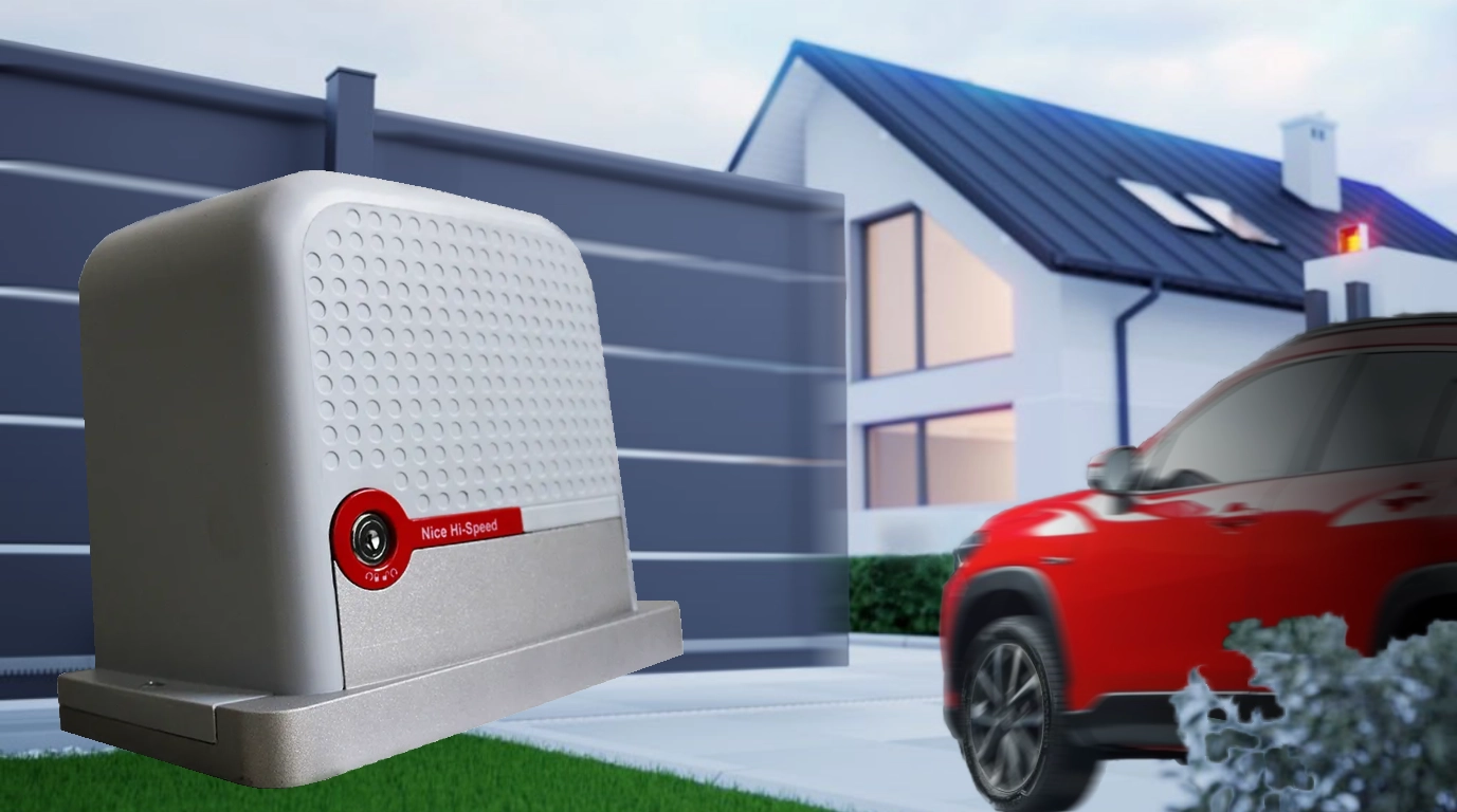 motor HSLIGHT800KG NICE abriendo rapido la barrera a un auto