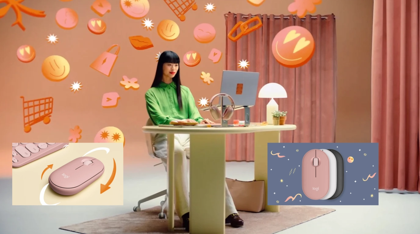 mujer usando el mouse pebble 2 marca Logitech