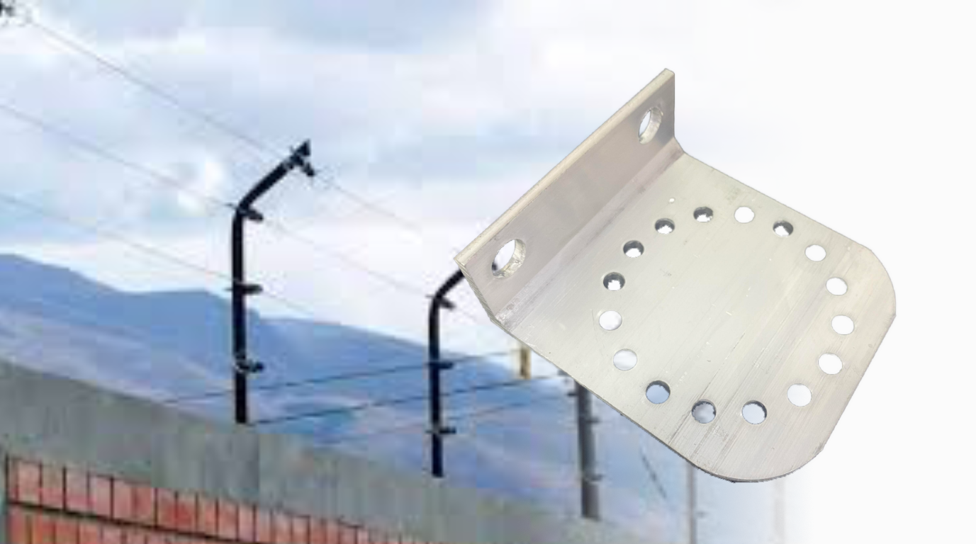 vista de como va instalado el pedestal de cerco electrico