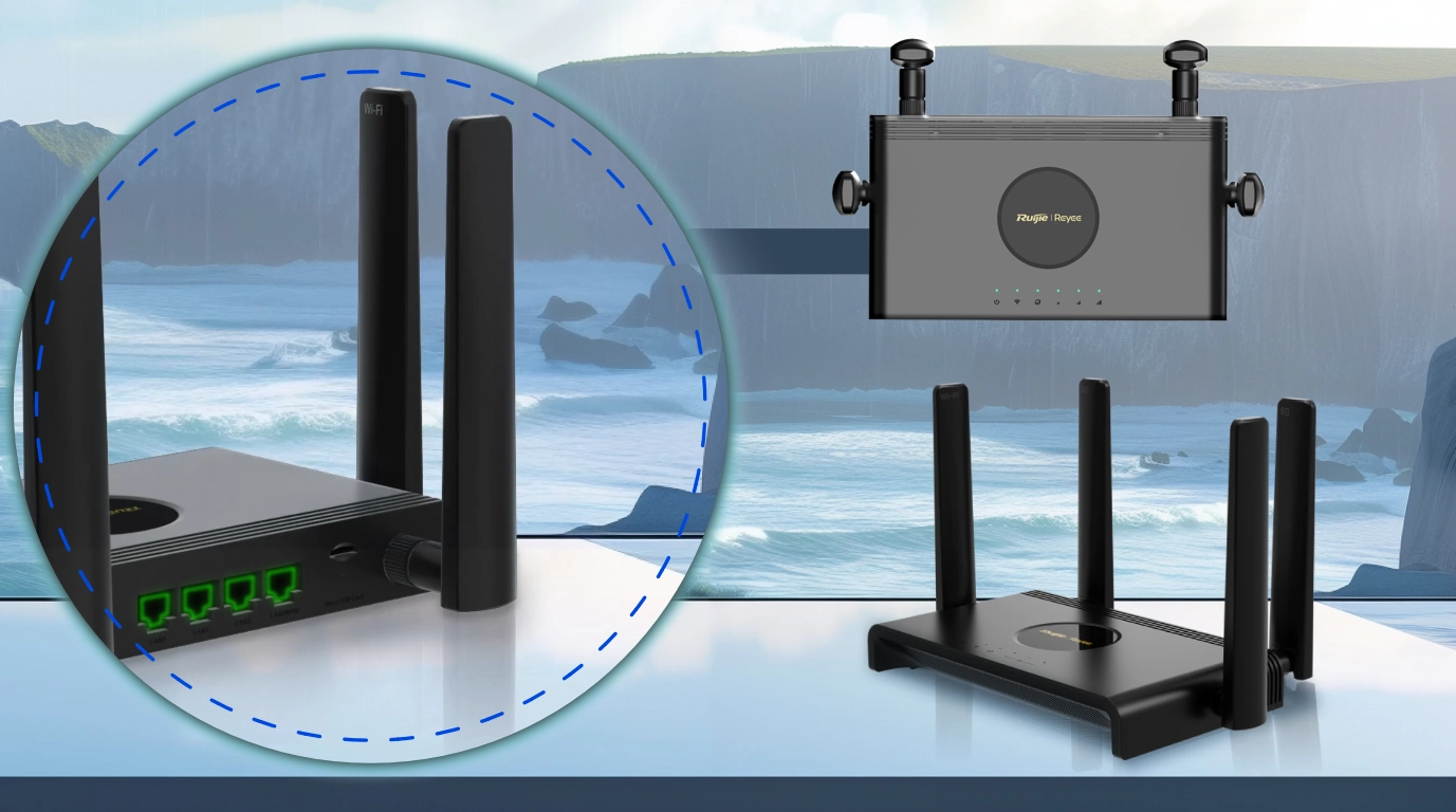 vista de varias pocisiones del RG-EW300T sin plug and play