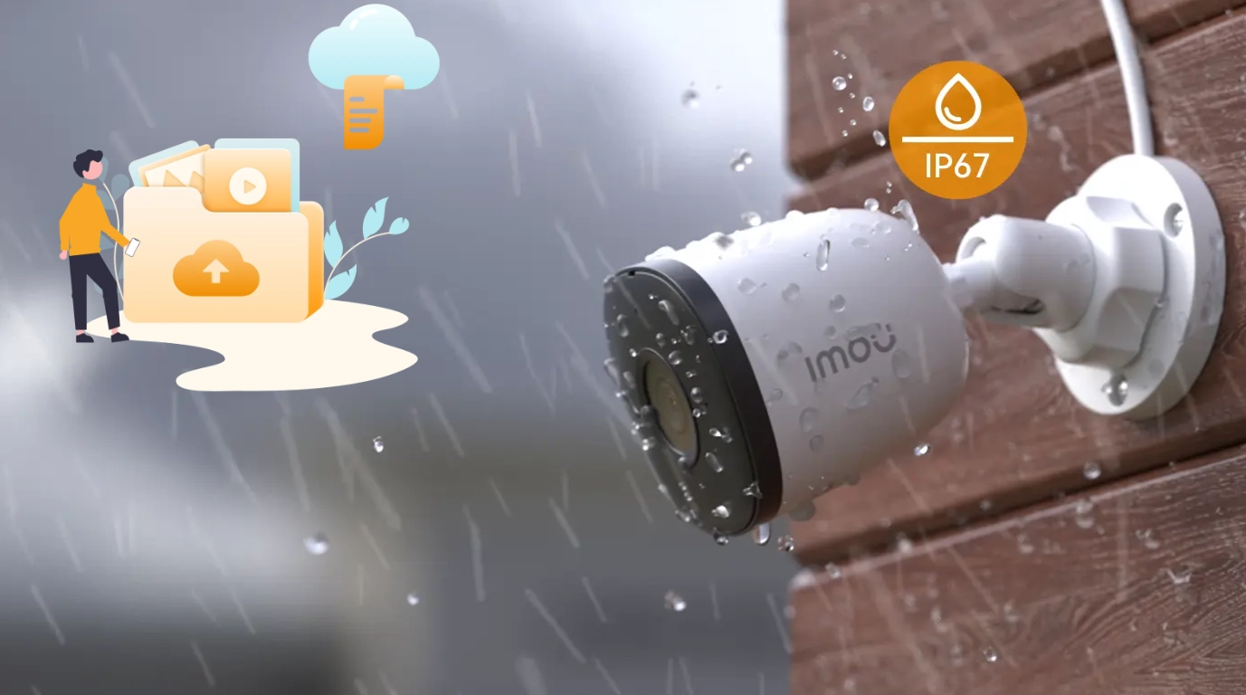 vista de camara IPC-DK3N-4H1WY-IMOU con lluvia