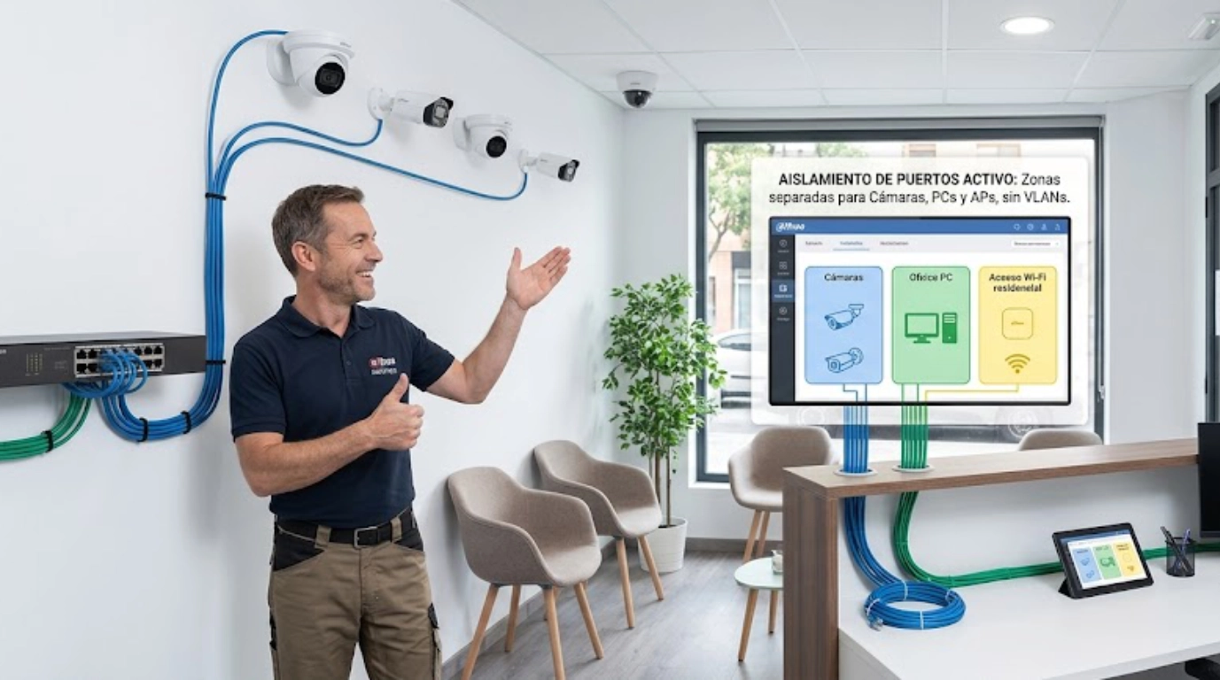 vista de un tecnico con el DH-S3016-16GT con camaras