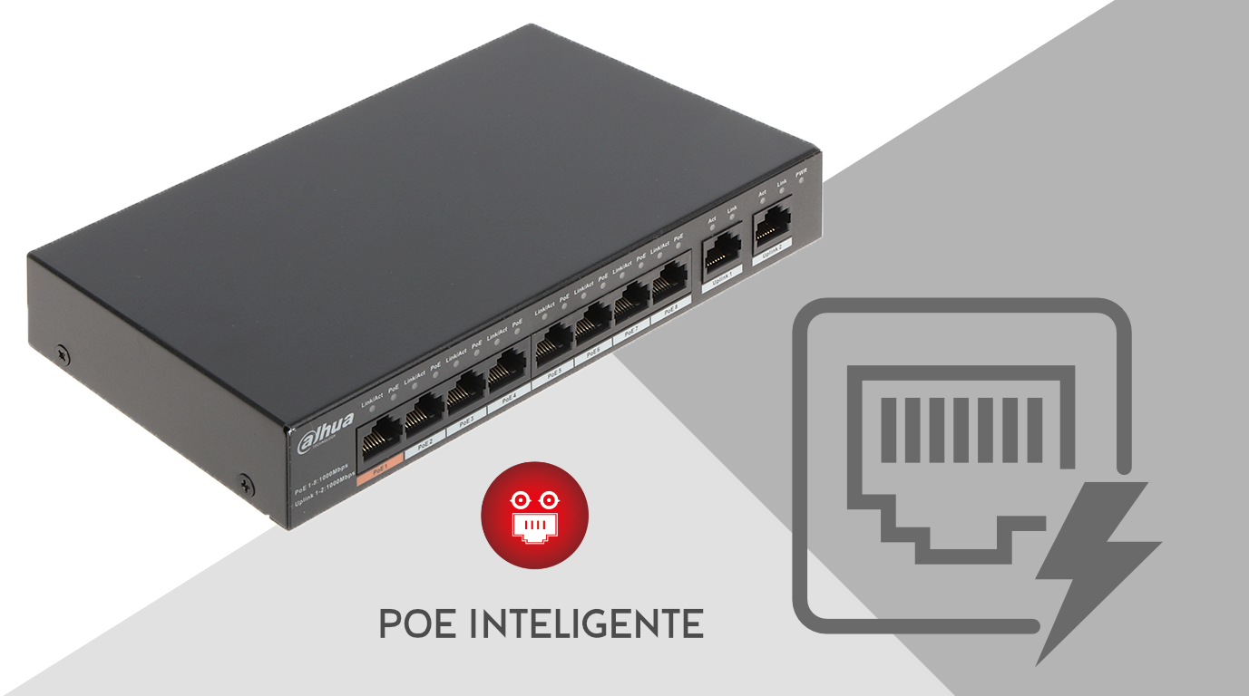 switch con poe inteligente modelo DH-PFS3010-8GT-96 switch modelo DH-PFS3010-8GT-96 marca Dahua