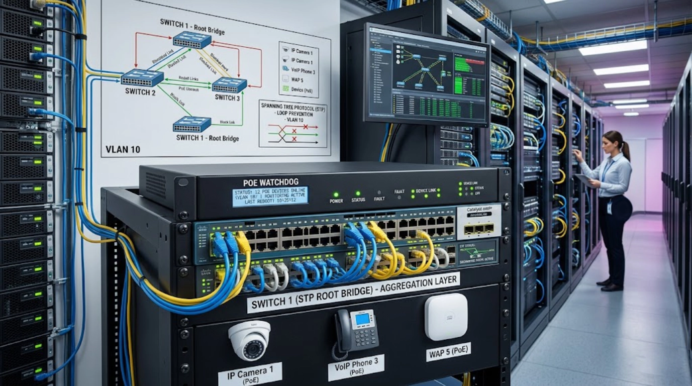 Switch con PoE Watchdog / Protocolo Spanning Tree (STP)