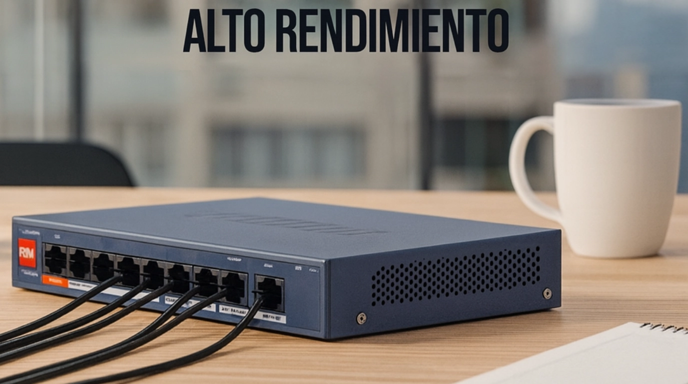 SWITCH DH-CS4010-8ET2GT-60 con cable ethernet conectado, PoE