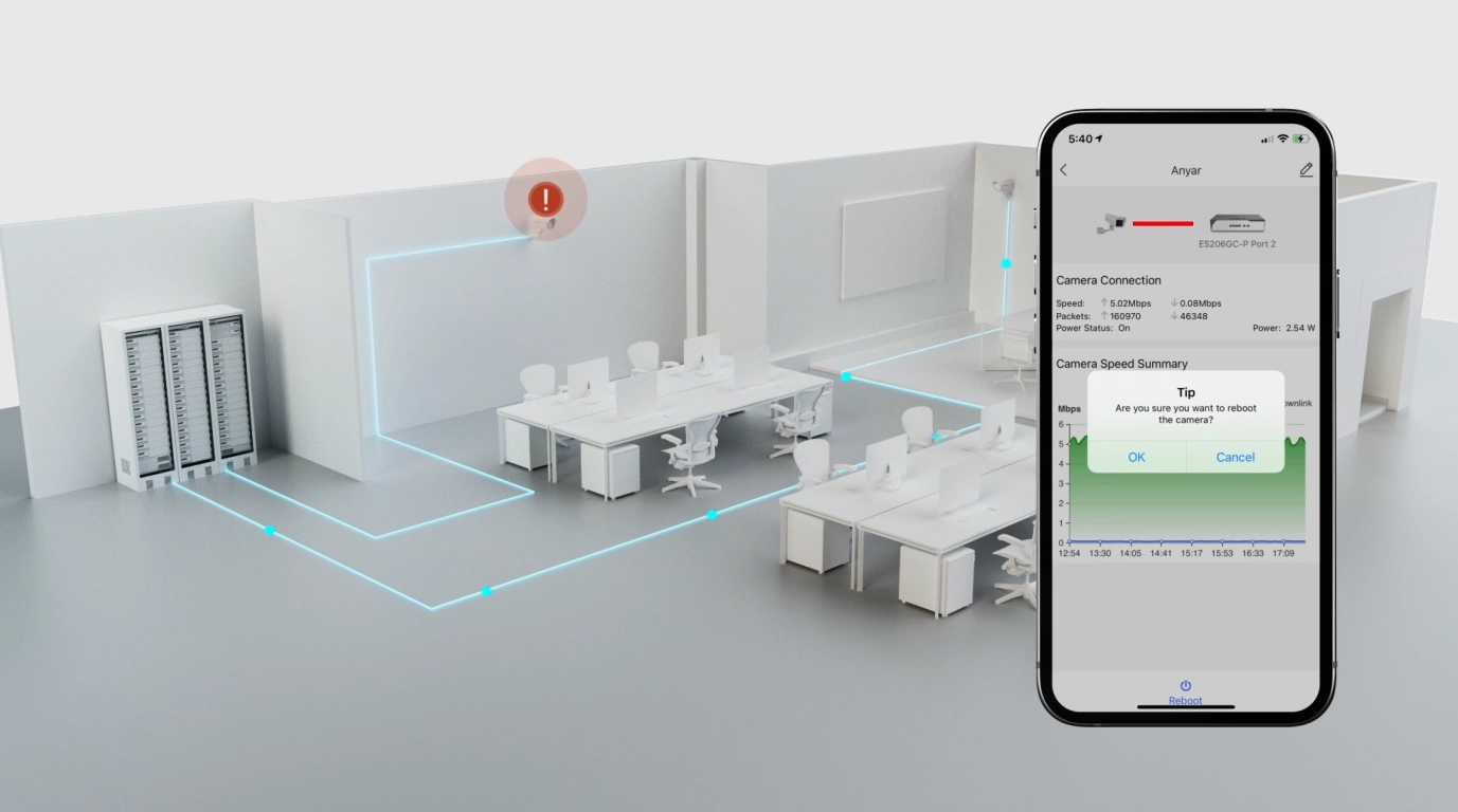 vista del switch RG-ES228GS-LP con el celular en conexion