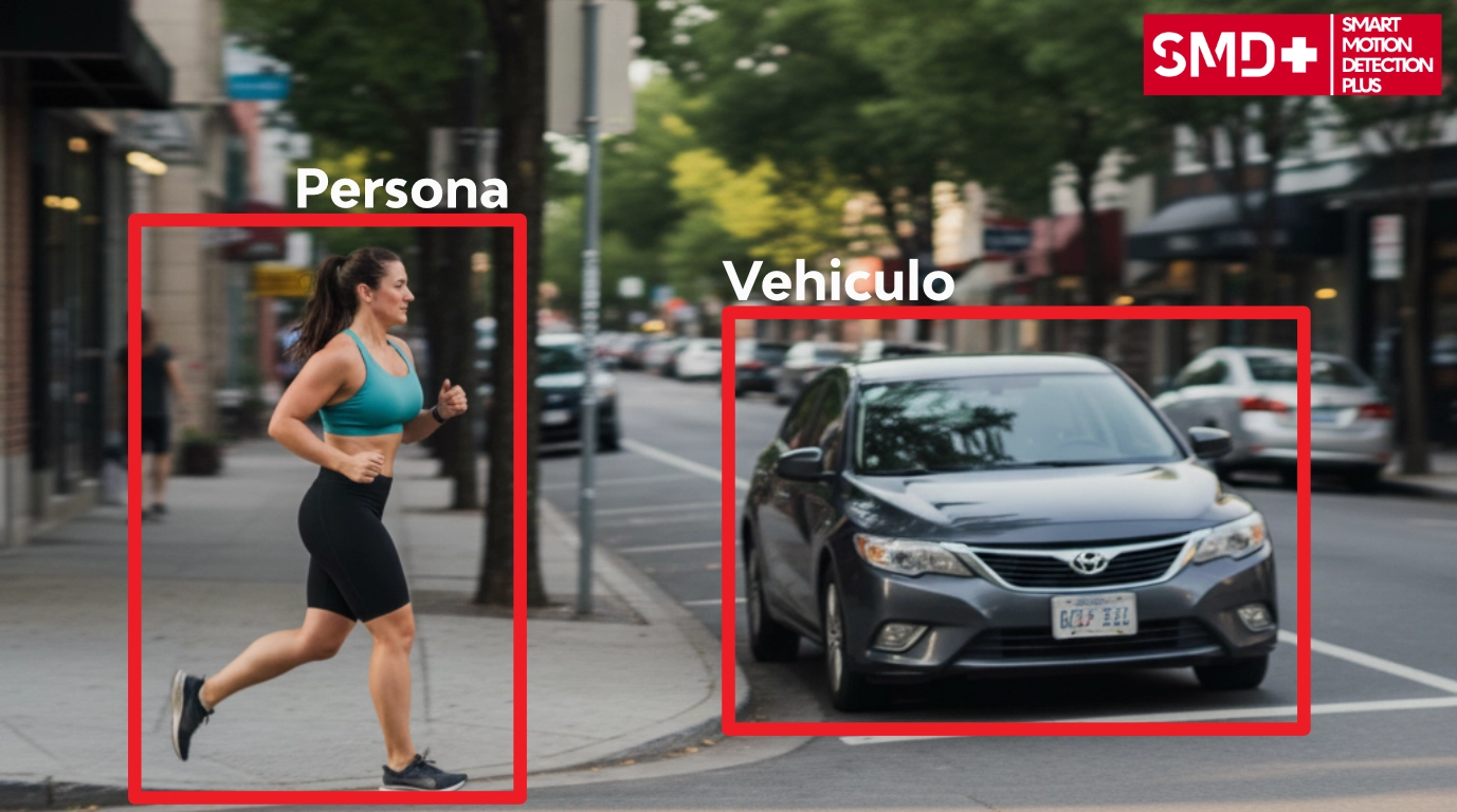 vista de smd plus detectando a personas y vehiculos