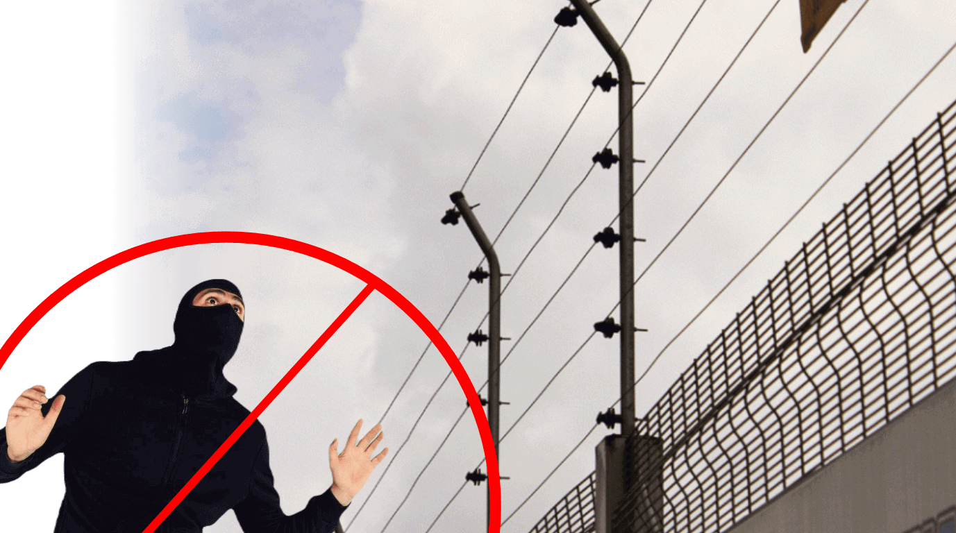 tubo final de cerco electrico instalado en muro perimetral