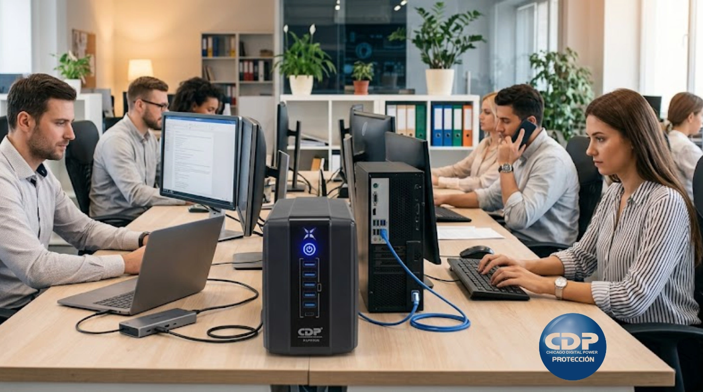 UPS R-UPR1008 en oficina conectado a computadoras