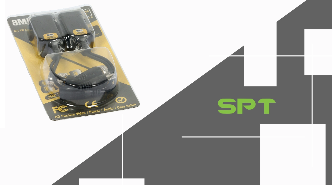 vista del empaque del video balun SP-VBHD-DCAU con audio